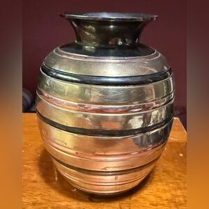 Heavy Brass Vase ,Vintage Tri Colored Brass ,By Penco Industries,
India
